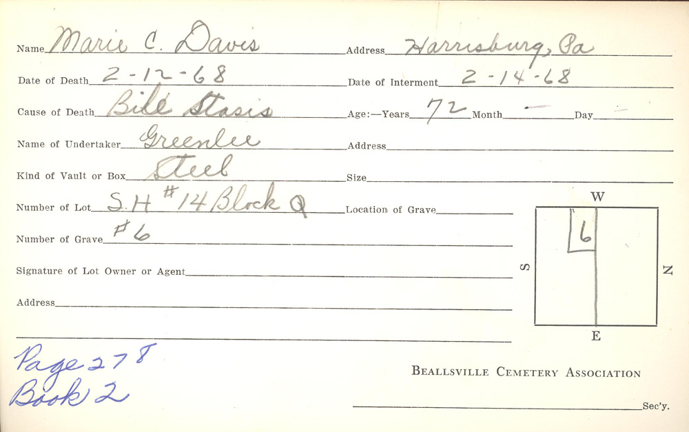 burial card